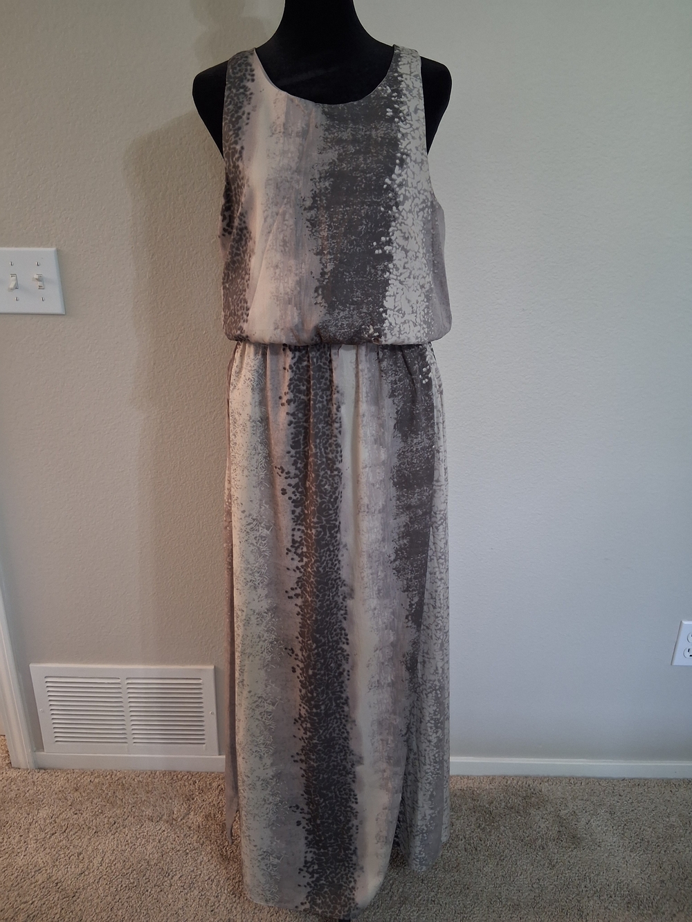 W118 by Walter Baker Grey & White Racerback Maxi Dress